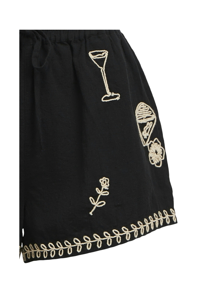OBJMINNA MW EMBROIDERED SHORTS E DI 23046953 BLACK/CLOUD DANCER
